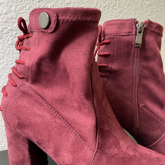 Maroon Suede Booties - Picture 4 of 11